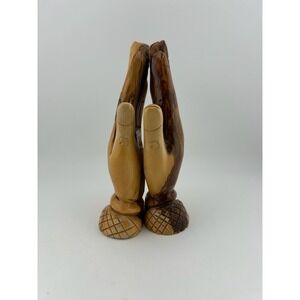 Vintage‎ Hand Carved Olive Wood Bust Praying Hands Figure Made in Bethlehem